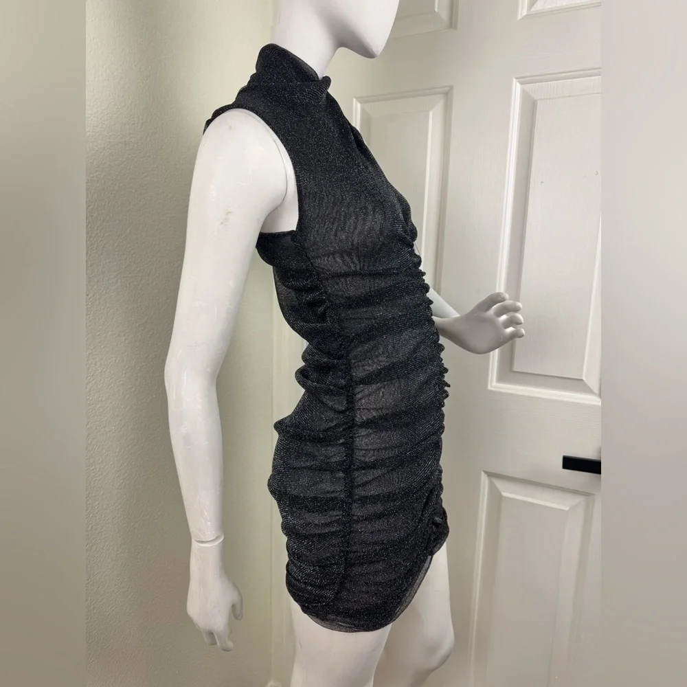 ALLSAINTS Tia Metallic Dress Gunmetal Sleeveless SIZE 4. A38